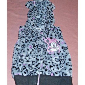 Animal Print Hooded Vest by Disney Minnie Mouse Plush Fleece   Size 18 M